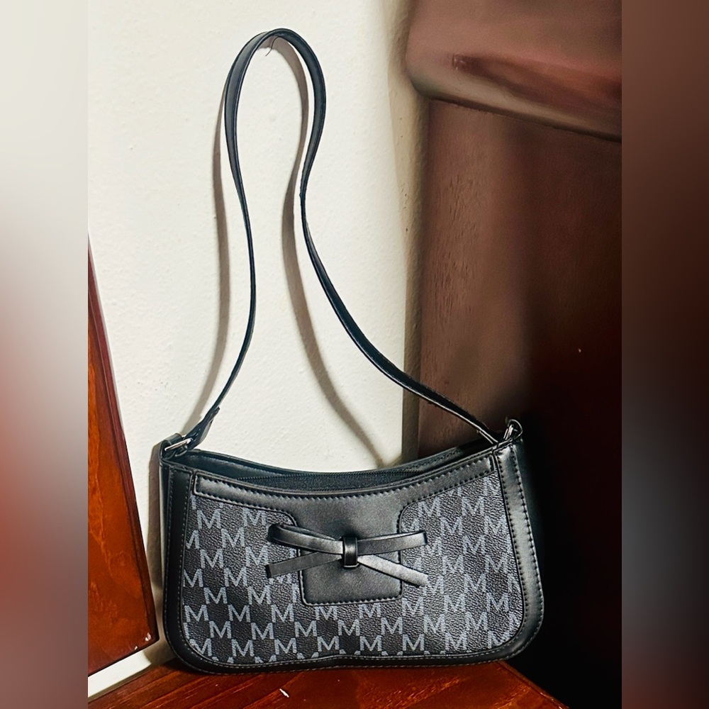 Elegant Black Monogram Shoulder Bag